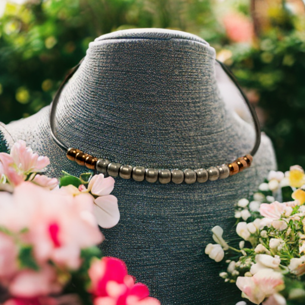 Leather and Padre Bead Necklace