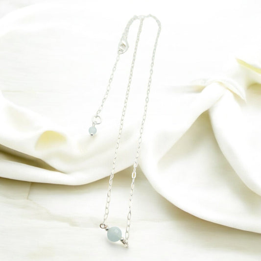 Aquamarine Coin Bar Necklace