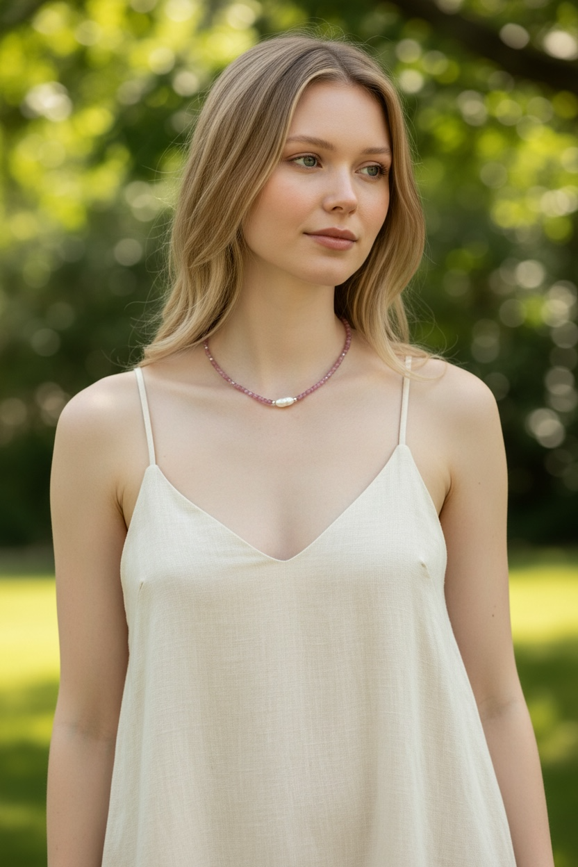 Pink Tourmaline Gemstone Necklace