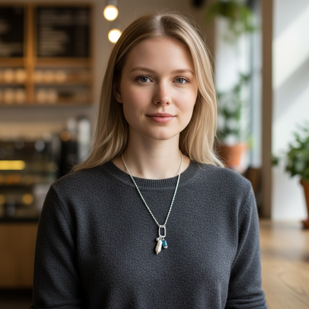 Biwa Pearl and Lapis Pendant Sterling Silver Necklace