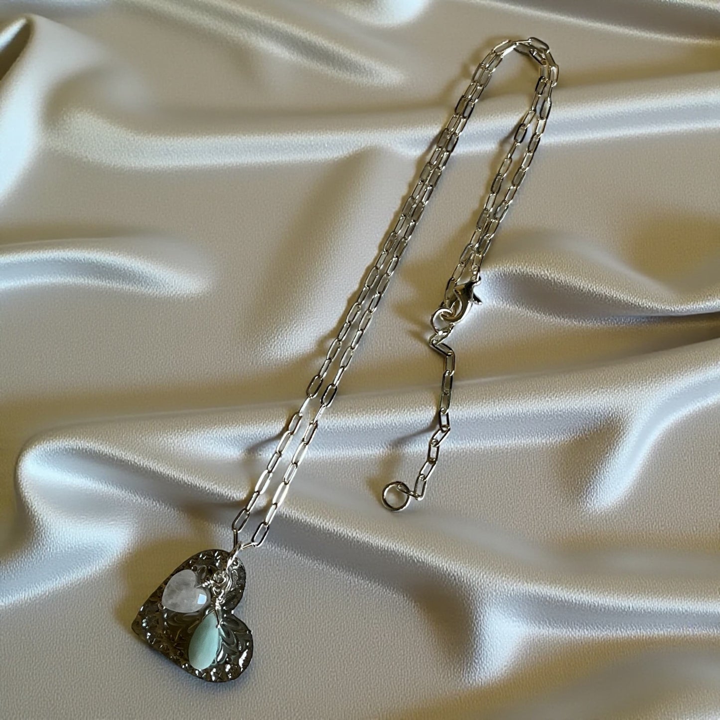 Stamped Heart and Charm Necklace