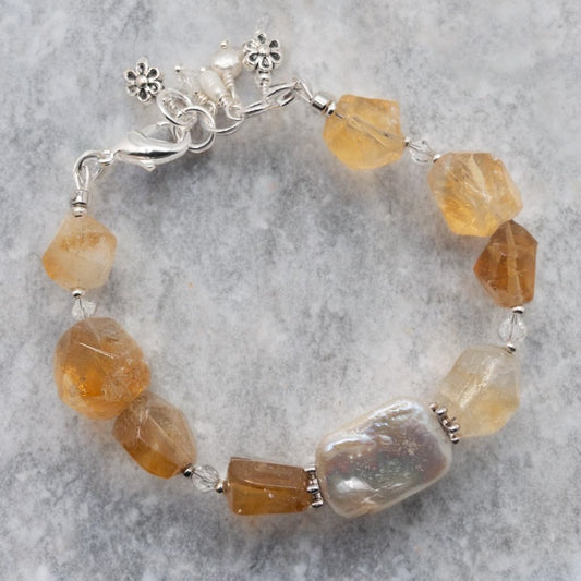 Baroque Pearl and Citrine Bracelet