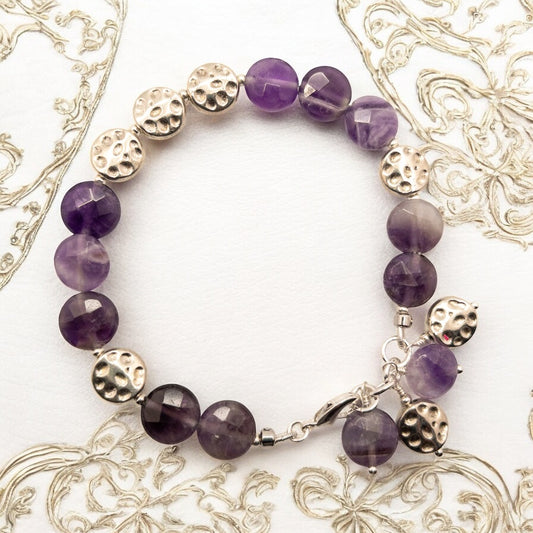 Amethyst Coin Beaded Bracelet