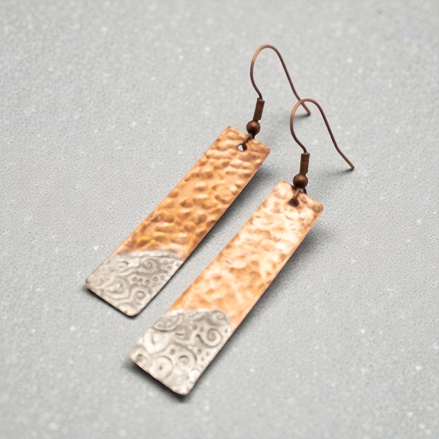 Hammered Copper Stamped Earrings
