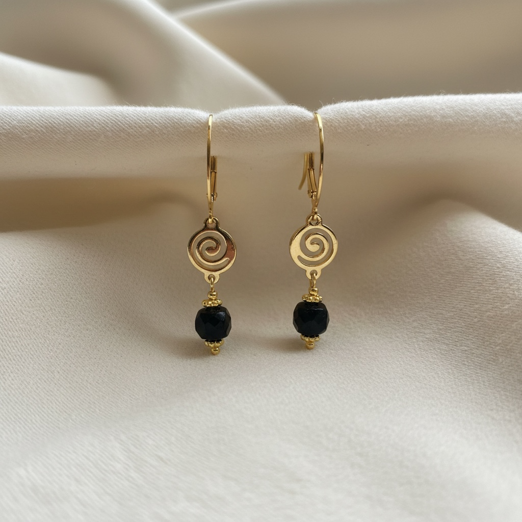 Tourmaline Cube Swirl Earrings