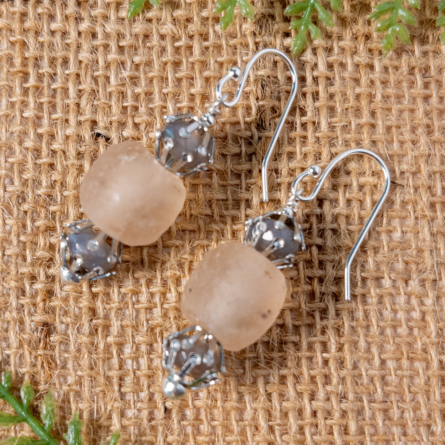 Recycled Glass Rose Earrings
