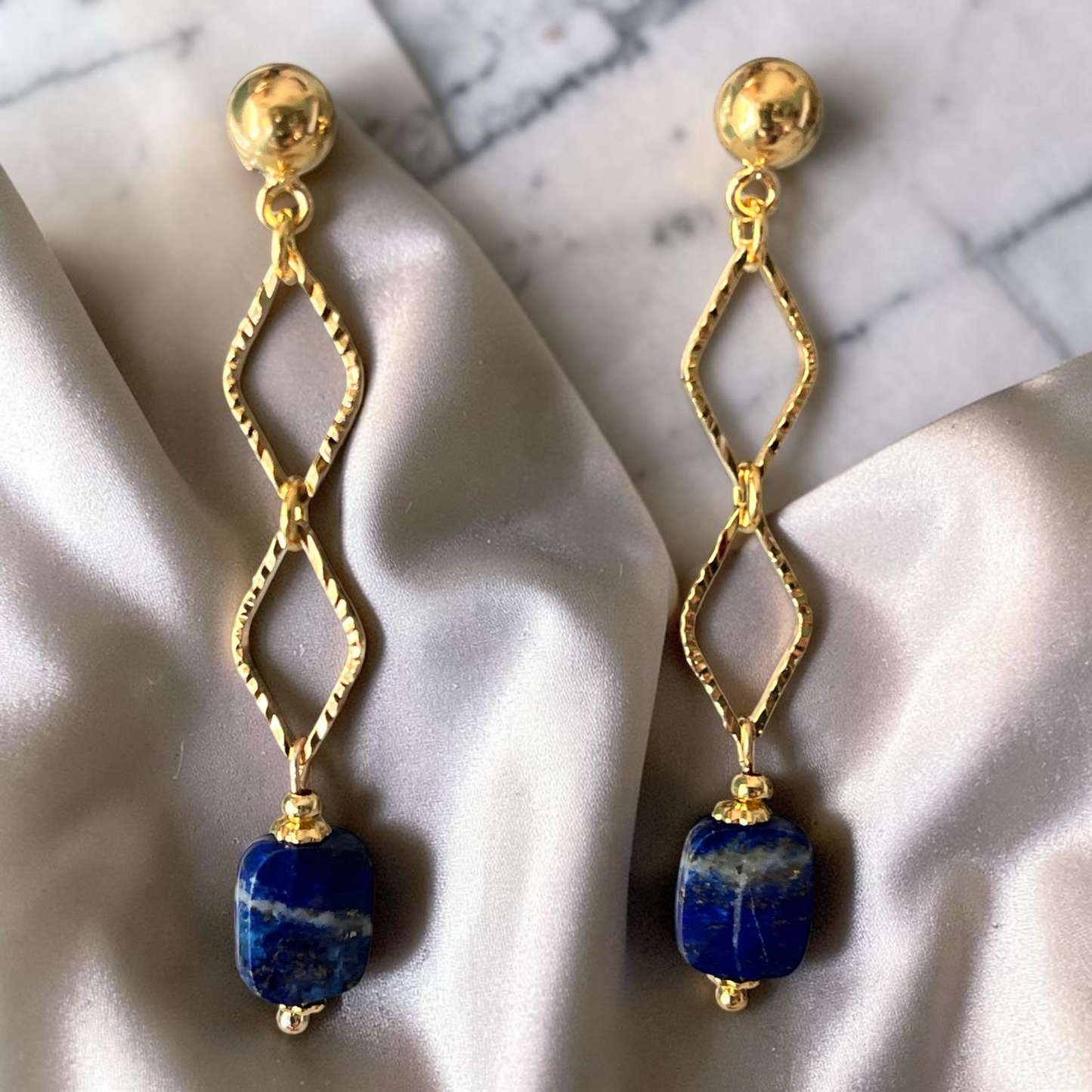 Lapis Stud Dangles