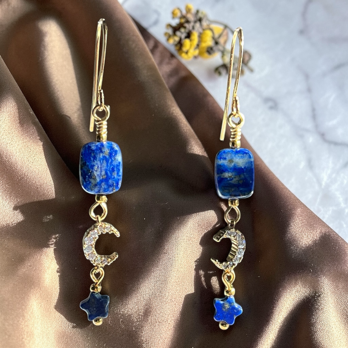 Celestial Lapis Dangle Earrings