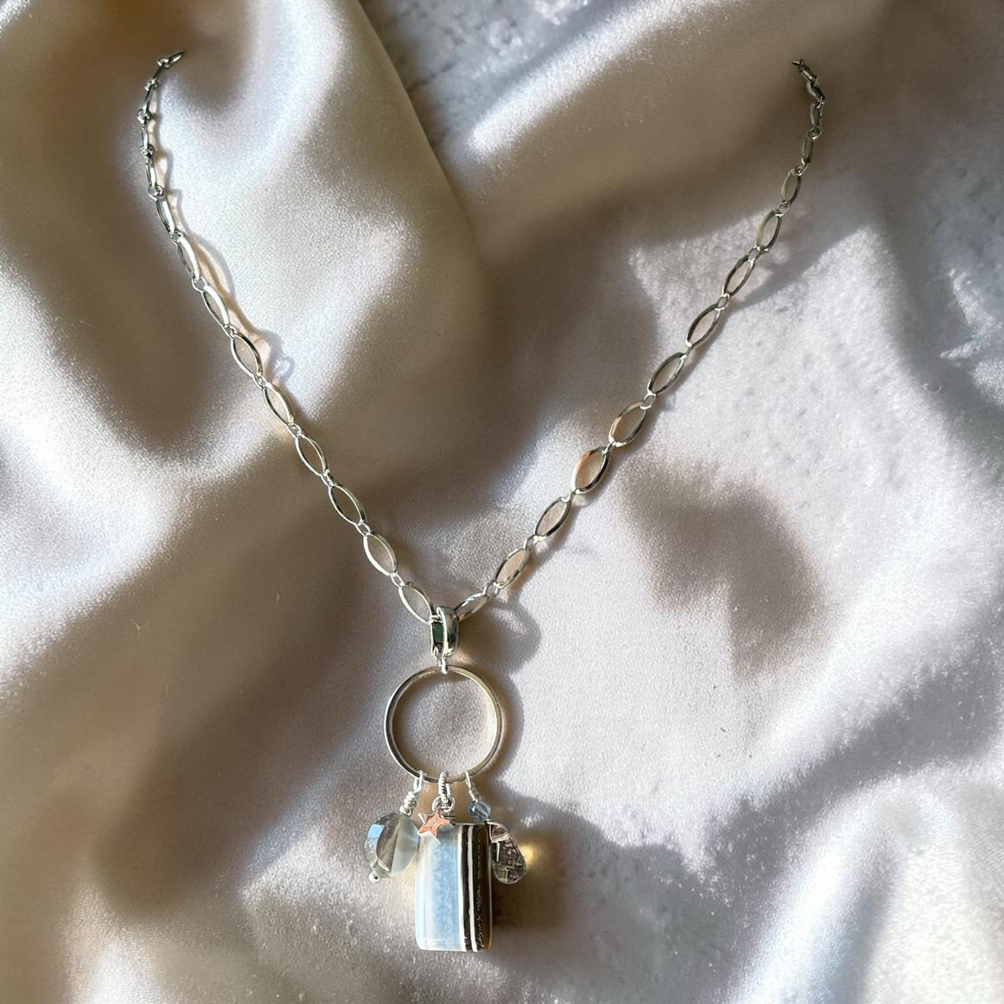 Blue Opal Charm Necklace