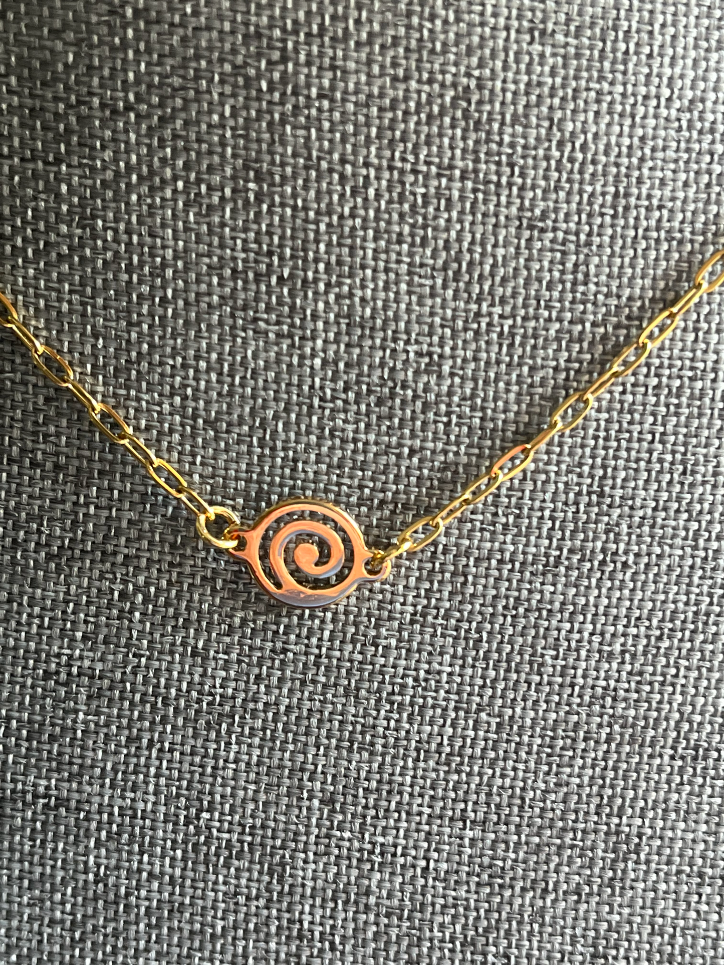 Gold Paperclip Chain Swirl Necklace