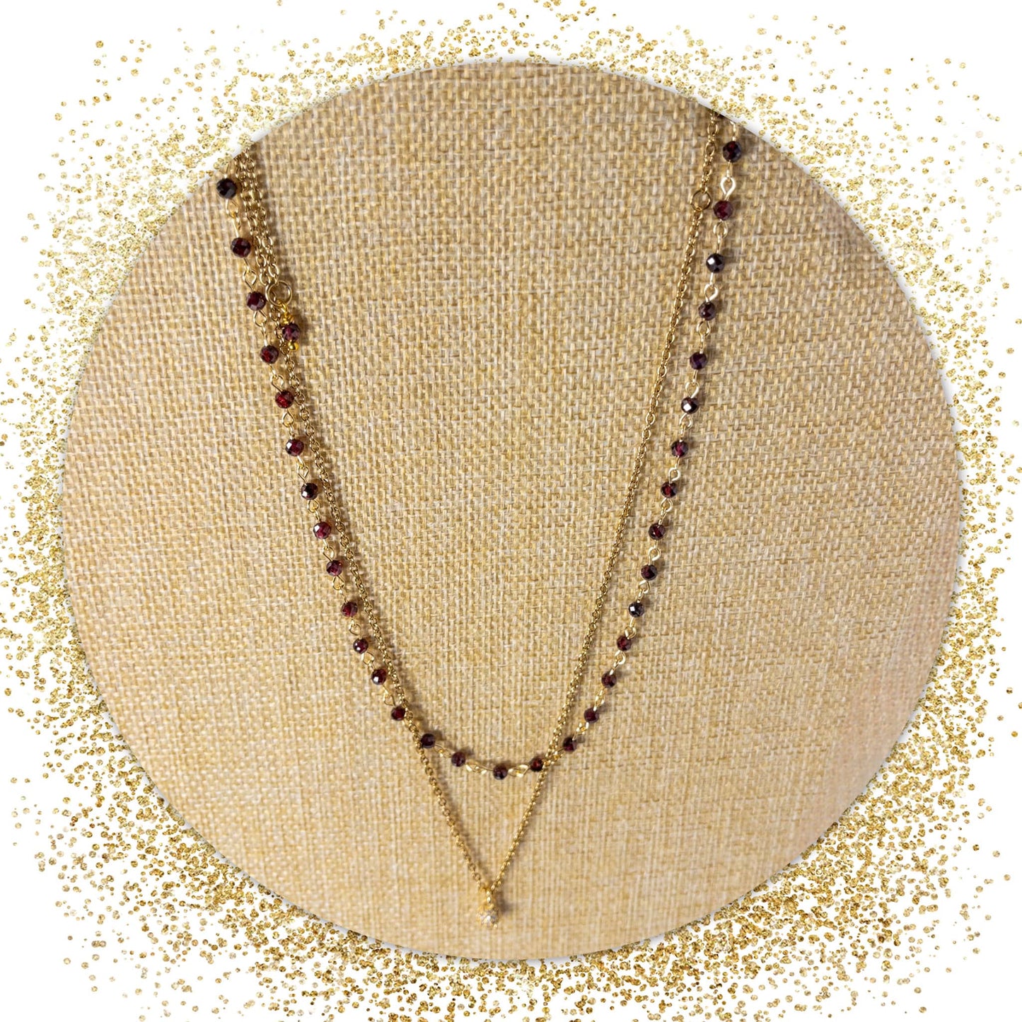 Garnet Chain Layering Necklace