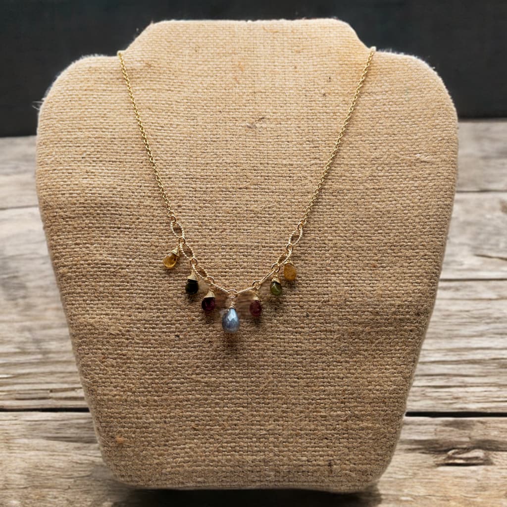 Tourmaline and Labradorite Gemstone Necklace