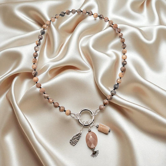 Peach Moonstone Pendant Necklace