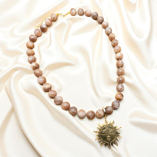 Hand Knotted Sunstone Pendant Necklace