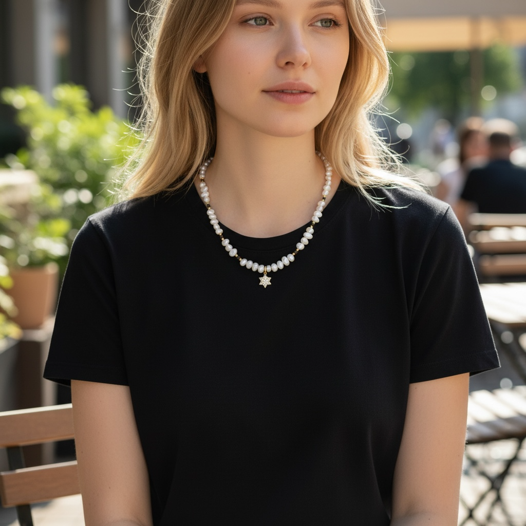 Rice Pearl and Tourmaline Necklace