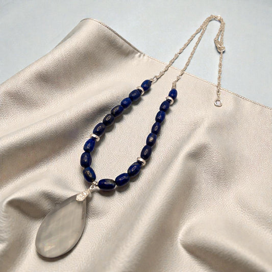 Lapis and Quartz Pendant Necklace
