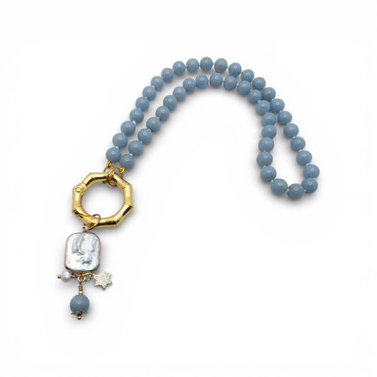 Hand Knotted Angelite Necklace