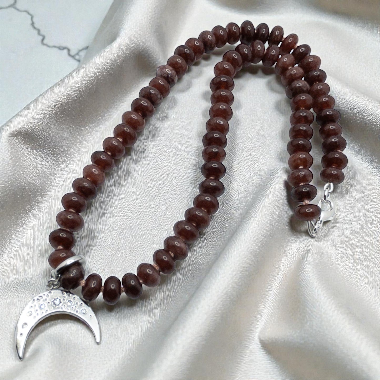 Hand Knotted Wine Opal Pendant Necklace