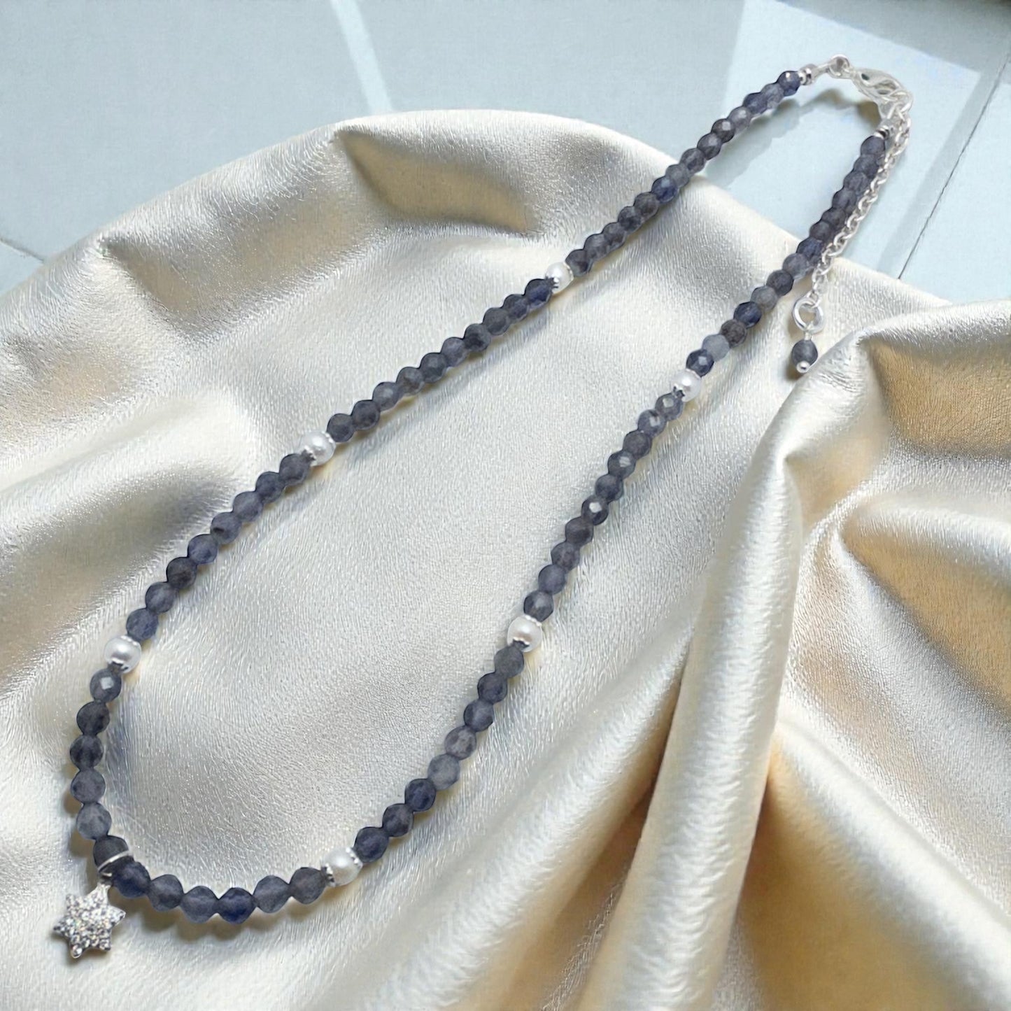 Iolite and Pearl Necklace