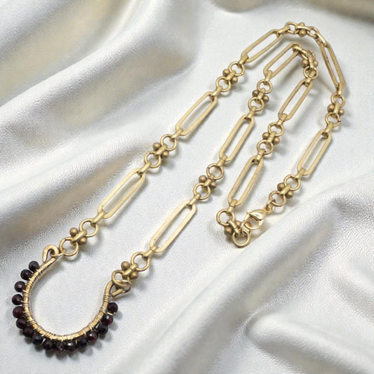 Wire Wrapped Garnet Pendant Necklace