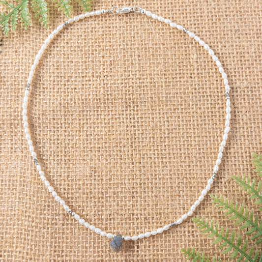 Rice Pearl and Labradorite Necklace