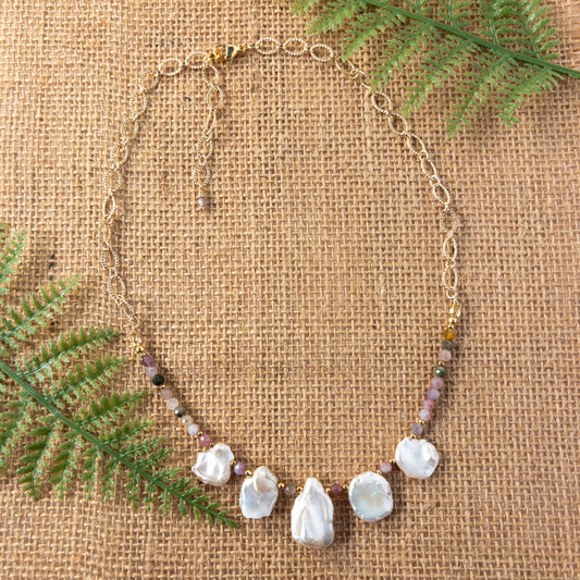 Tourmaline Gemstone and Pearl Necklace