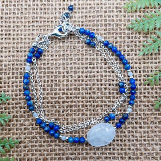 Multi-strand Lapis and Sterling Silver Bracelet