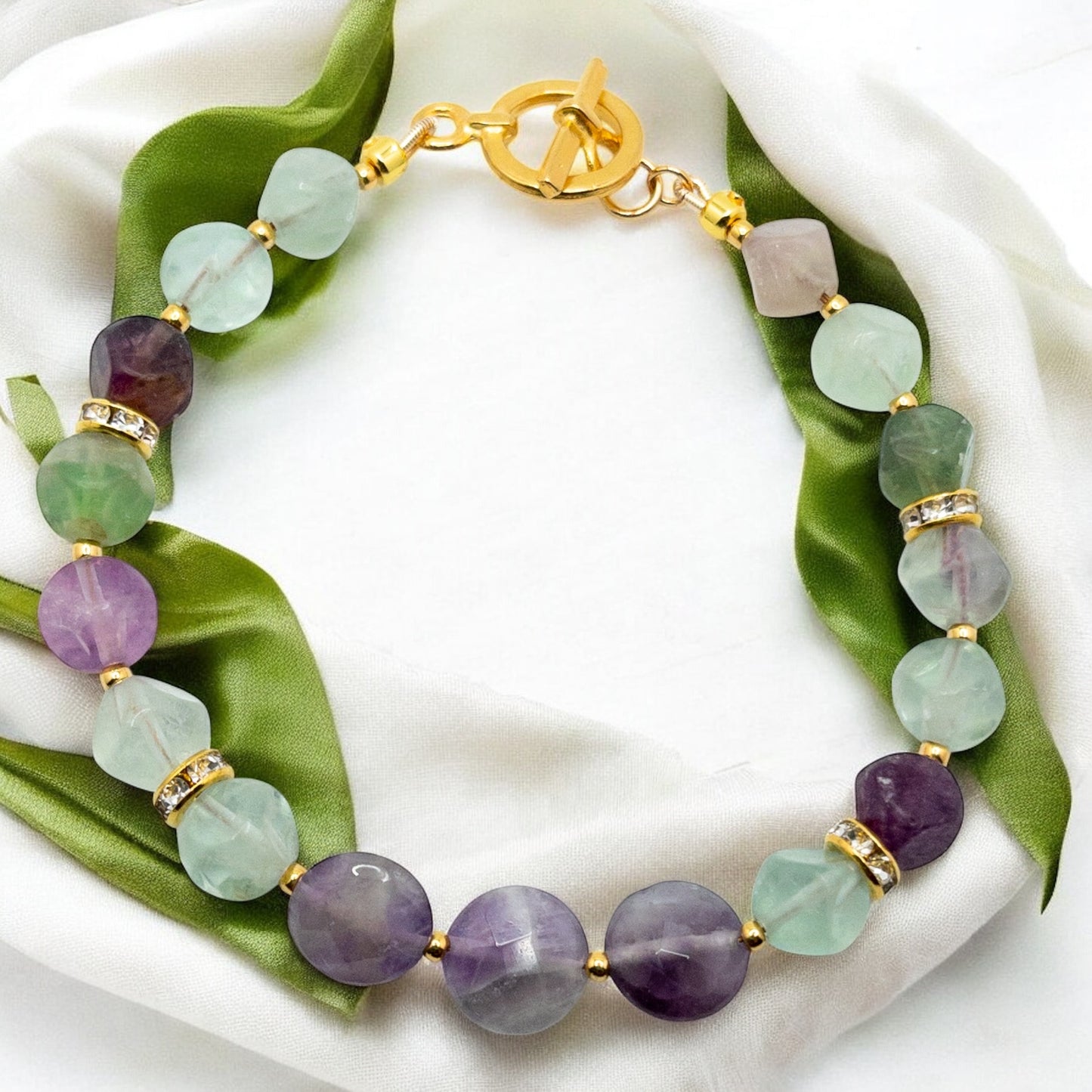 Rainbow Fluorite Beaded Bracelet