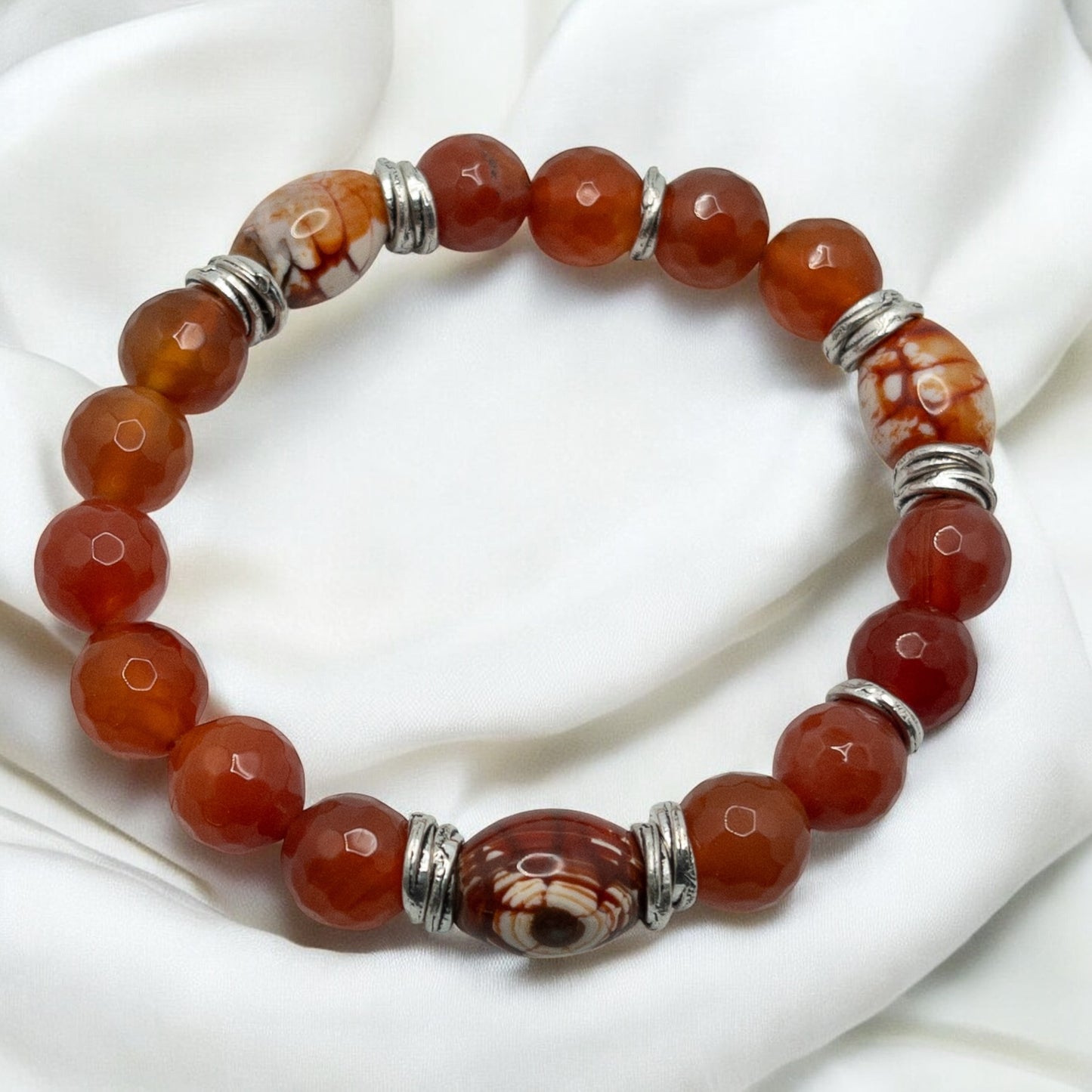 Red and Fire Agate Stretch Bracelet