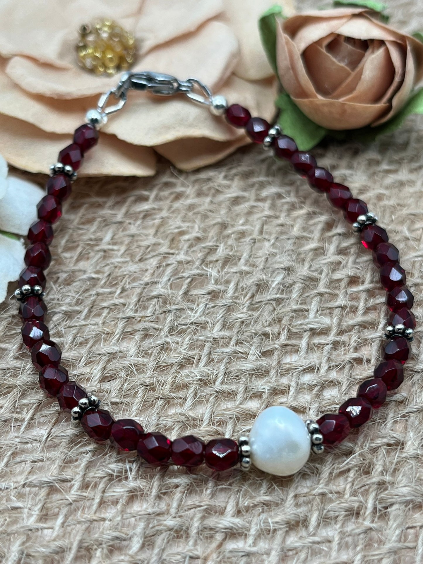 Garnet Czech Glass Bracelet