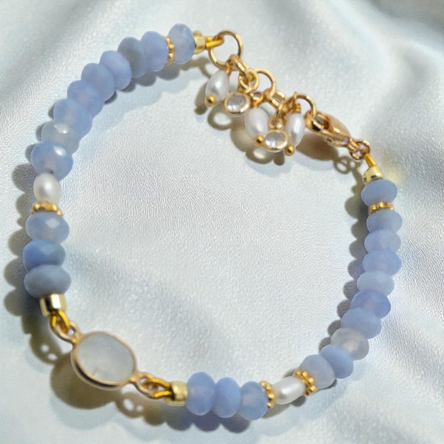 Lace Agate and Moonstone Bracelet