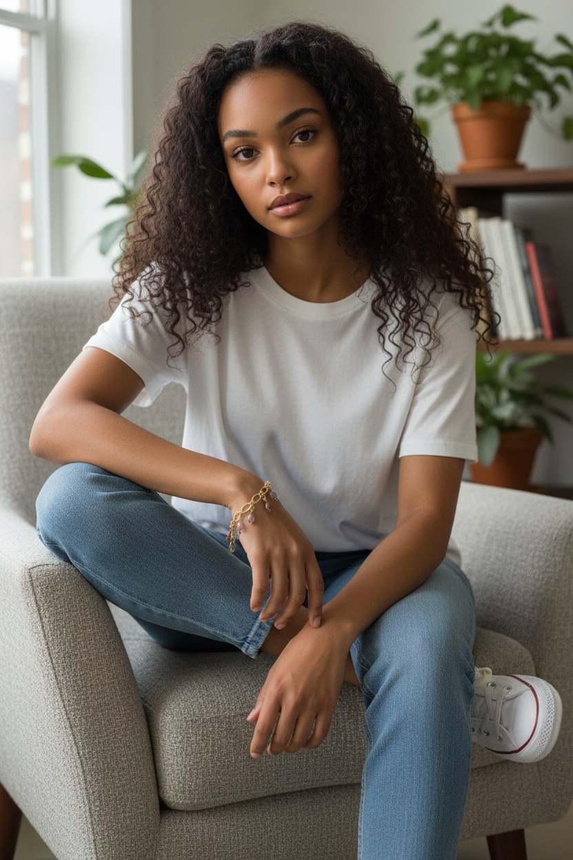 Gold Chain Bracelet with Gemstone Dangles