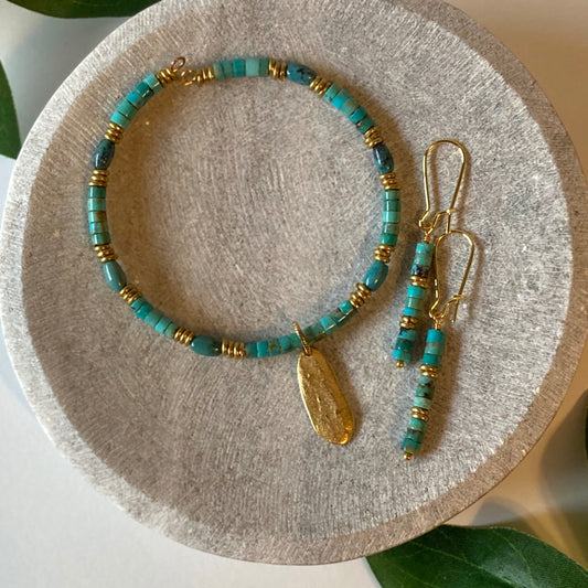 Turquoise and Brass Bracelet