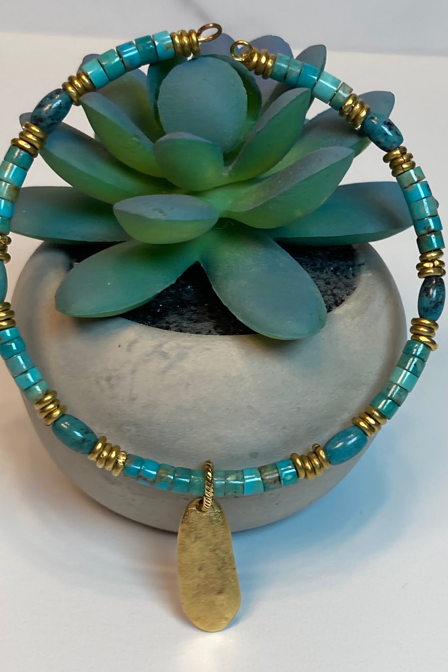 Turquoise and Brass Bracelet