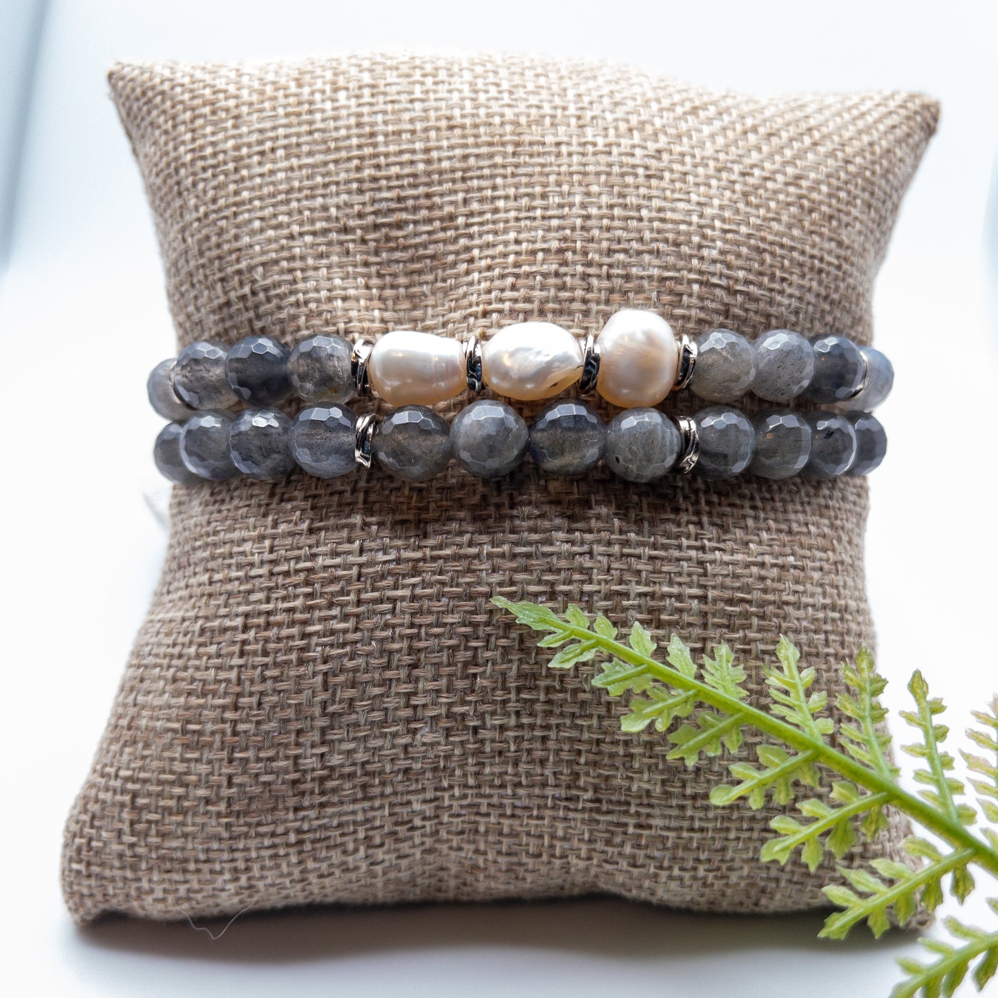 Labradorite and Pearl Bolo Bracelet