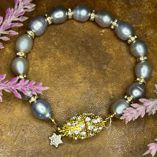 Silver Grey Pearl Bracelet