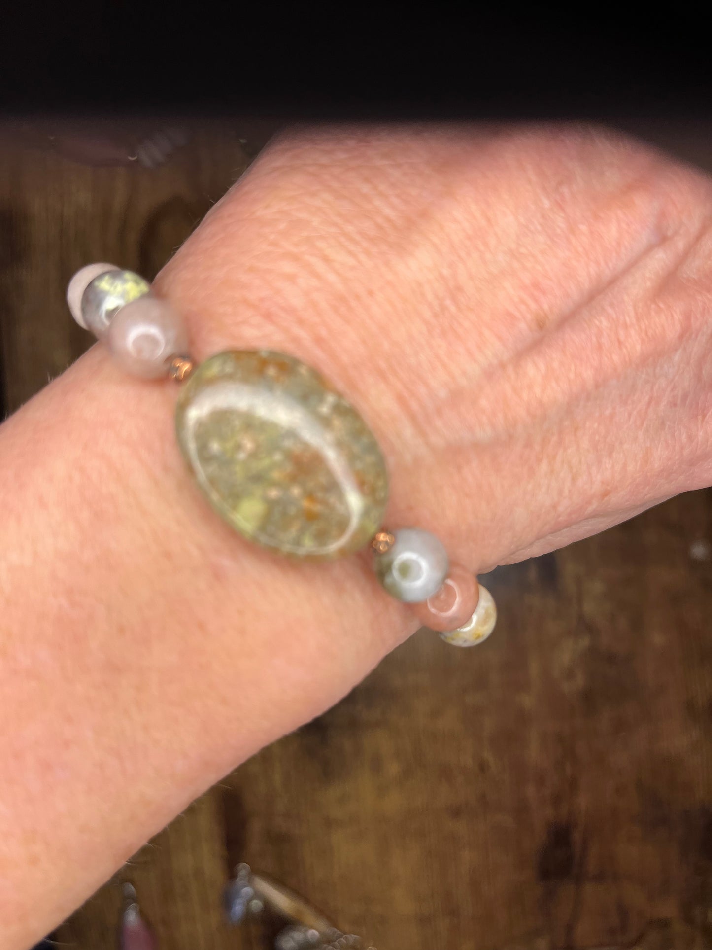 Handcrafted Autumn Jasper Gemstone Bracelet