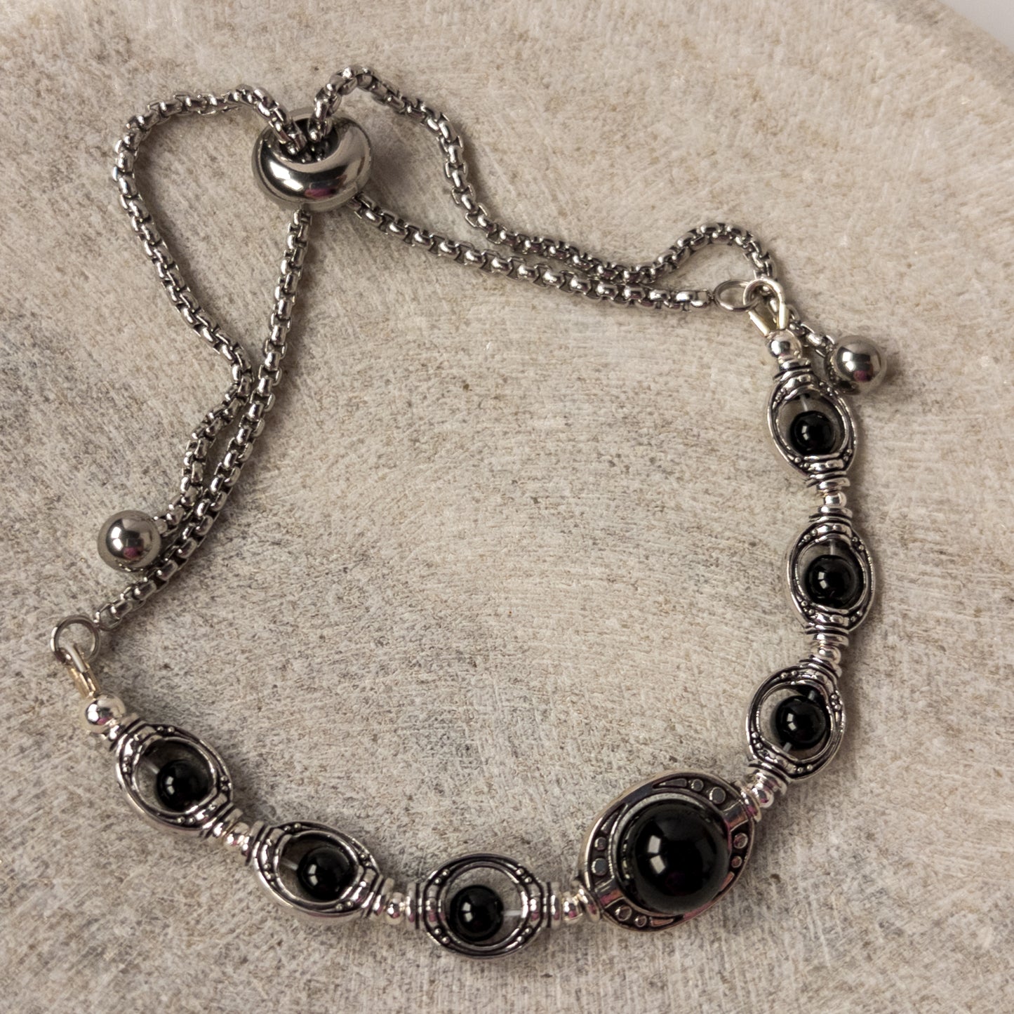 Black Onyx Bolo Bracelet