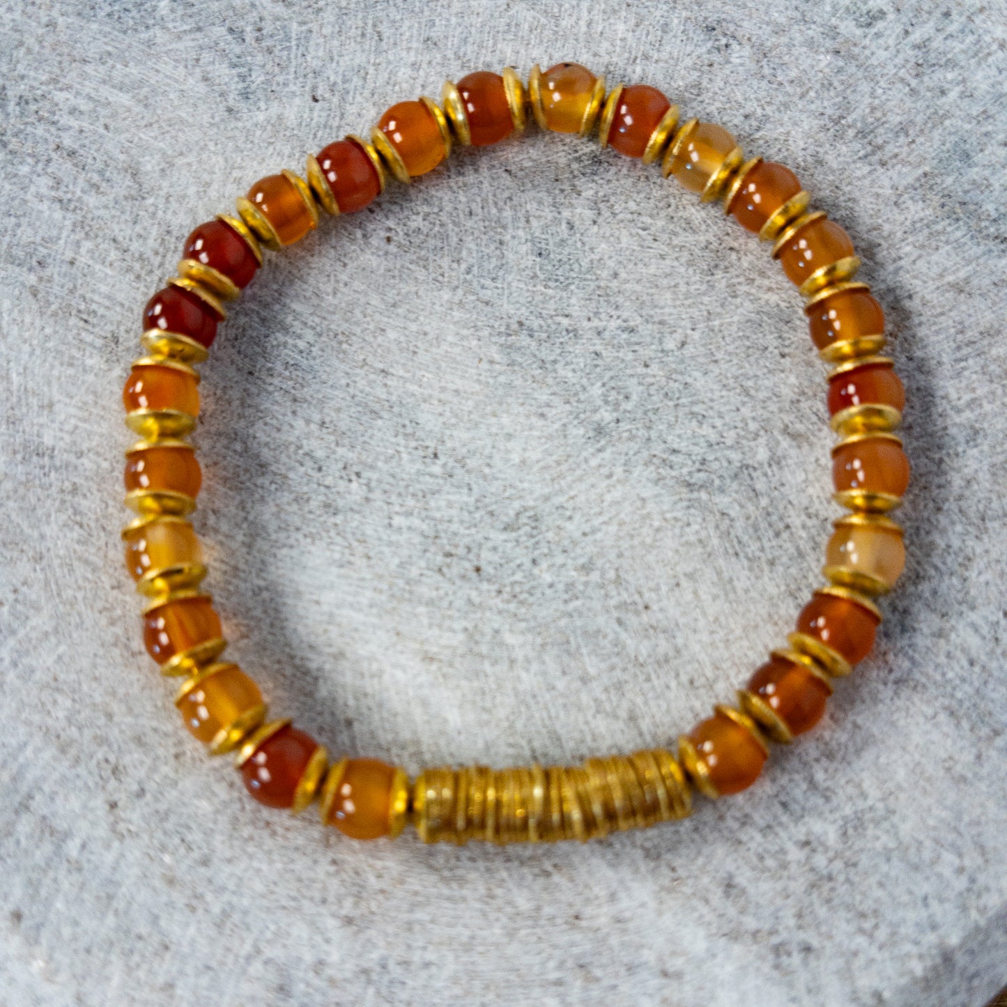 Carnelian and Brass Stretch Bracelet