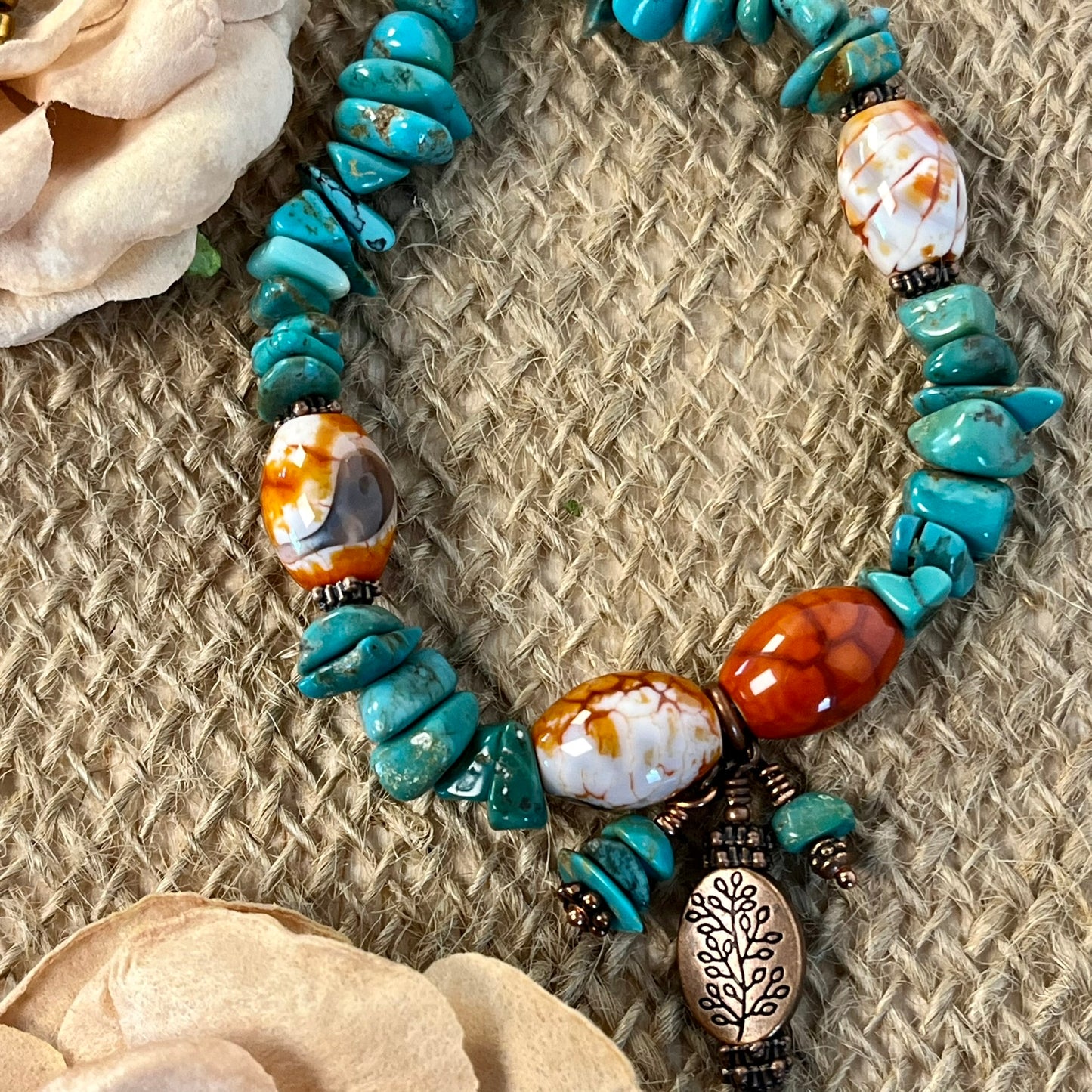 Turquoise & Fire Agate Bracelet