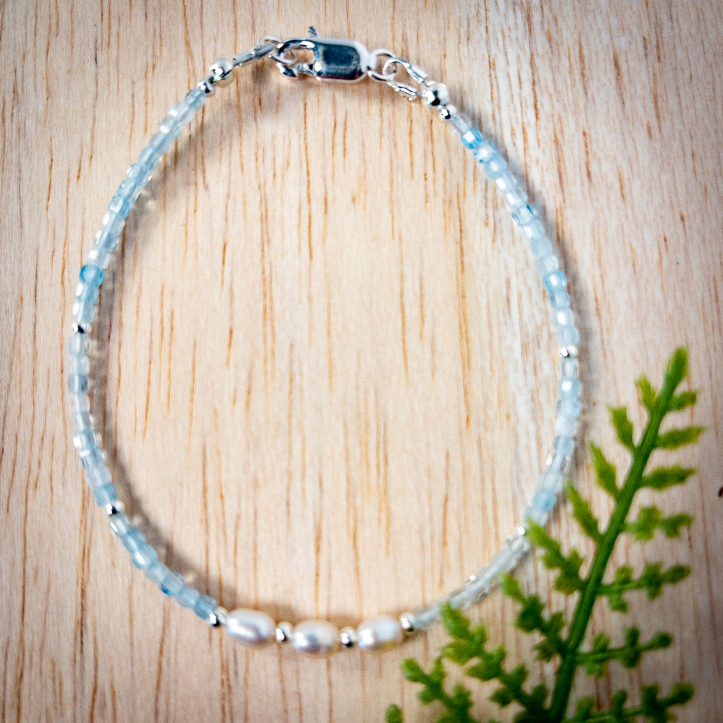 Aquamarine and Pearl Bracelet