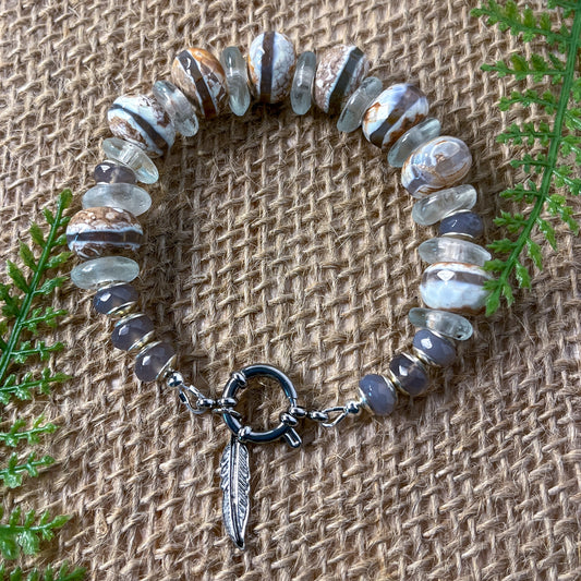 Agate & Recycled Glass Bracelet