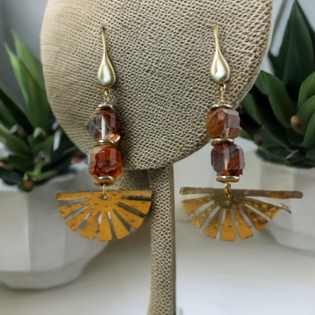 Hematoid Quartz Drop Dangle Earrings