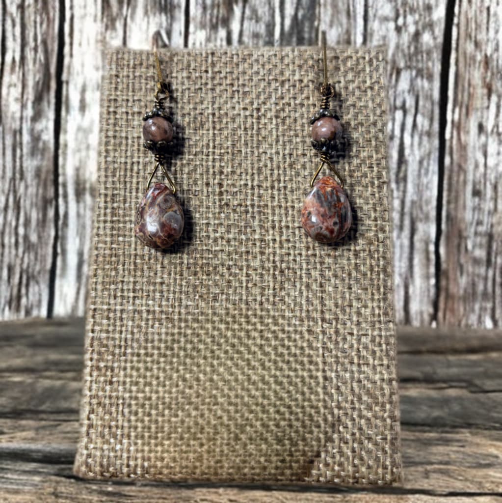 Leopard Jasper Tear Drop Earrings