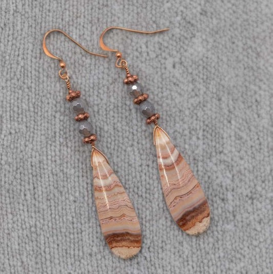 Crazy Lace Agate Statement Drop Earrings