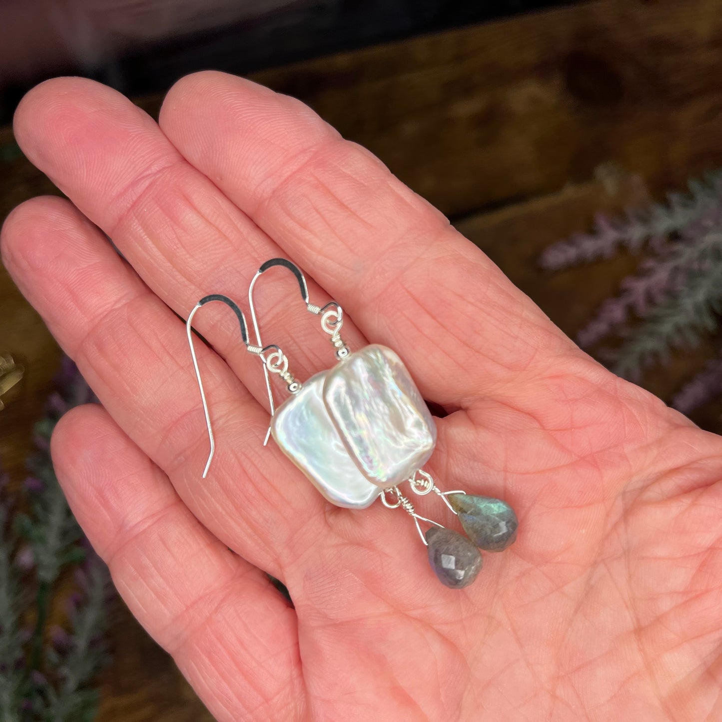 Pearl and Labradorite Statement Earrings