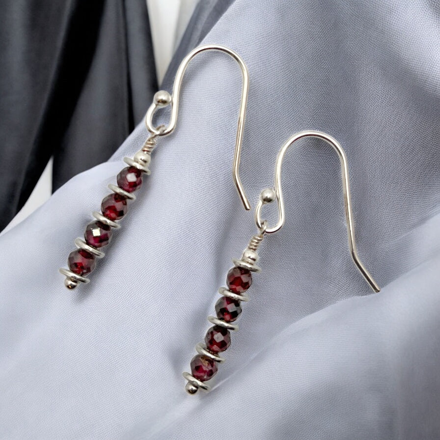 Faceted Garnet Dainty Dangles
