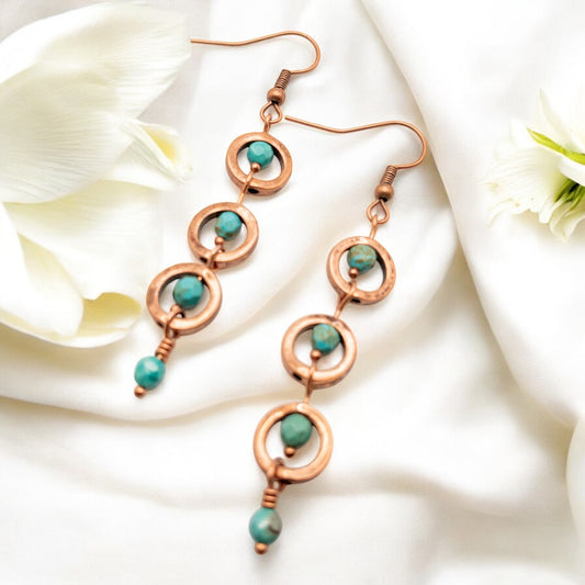 Copper and Turquoise Dangle Earrings