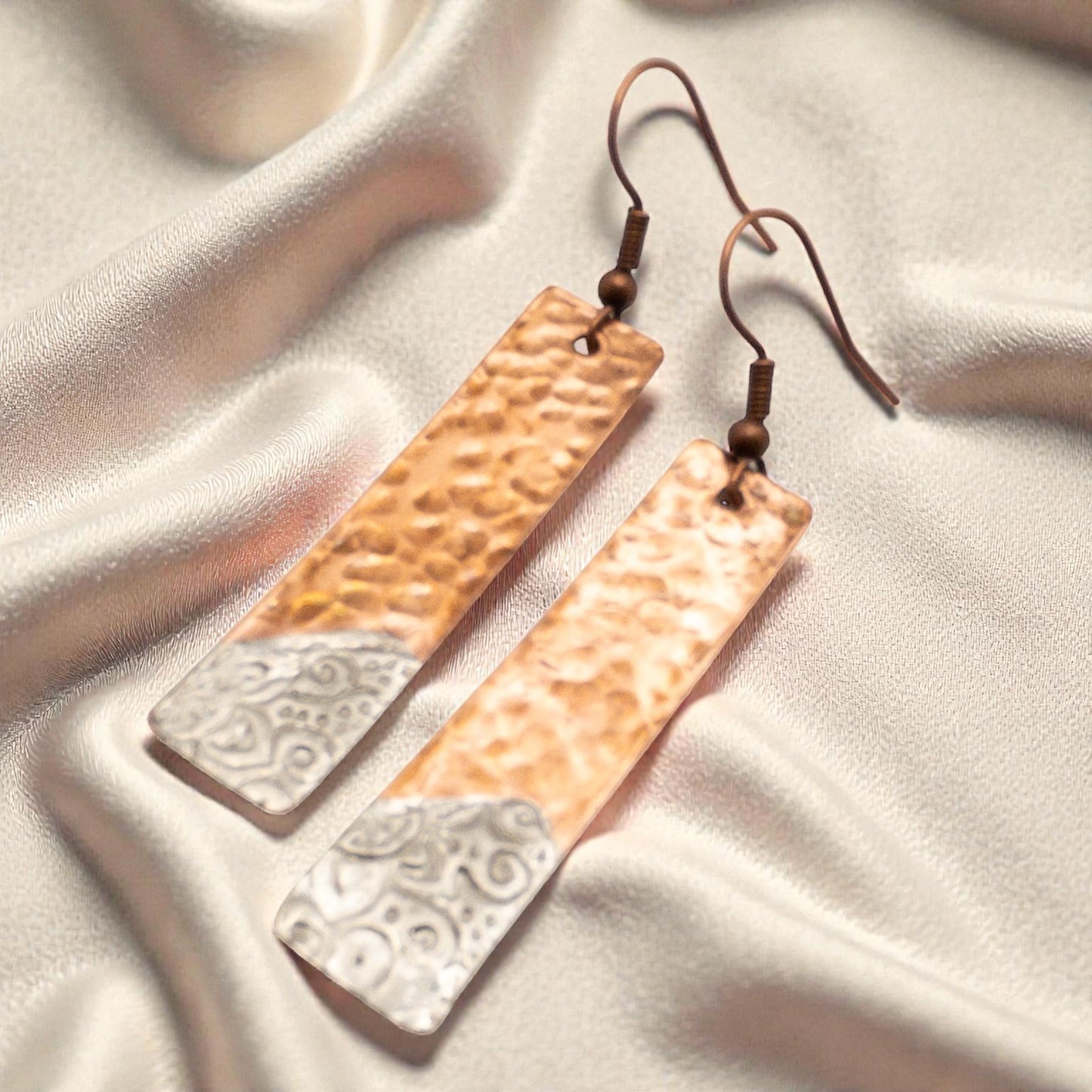 Hammered Copper Stamped Earrings