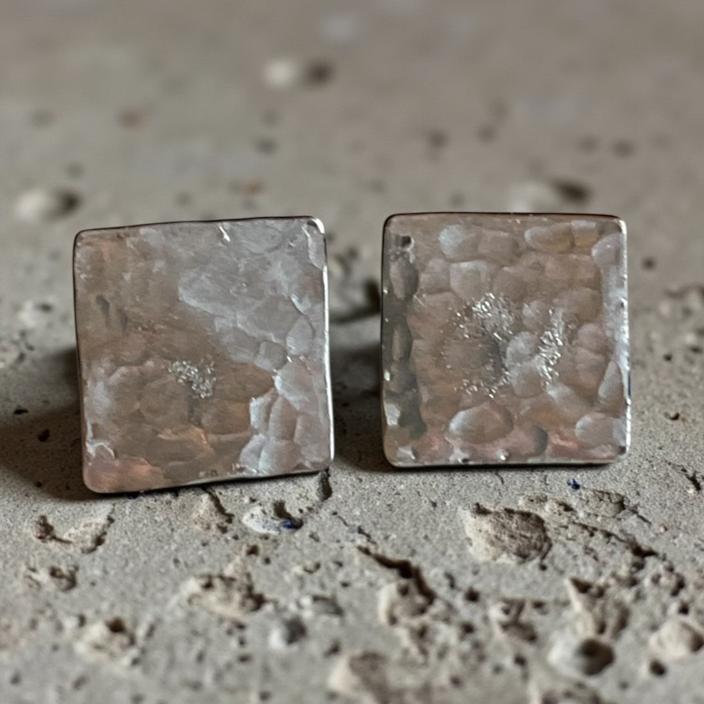 Simple Hammered Metal Stud Earrings